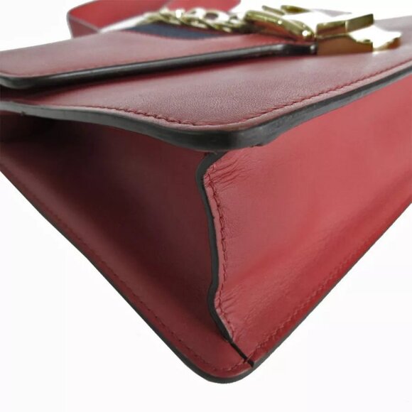 Auth GUCCI SylvieShoulder Bag Red leather - Picture 5 of 15